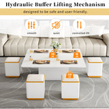 Multi Functional Adjustable Coffee Table With 4 Storage Stools