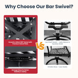 5 Pieces Outdoor Patio Bar Set, Rounded Square Sintered Stone Table & 4 Swivel Bar Chairs