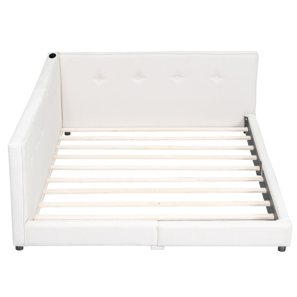 Modern Upholstered Platform Bed With USB Ports And LED Belt