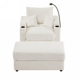 Modern Style Loveseat Sofa Sectional Sofa Couch With Storage Space, A Movable Ottoman, Two USB Ports, Two Cup Holders, A Phone Holder For Living Room