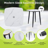 Modern Outdoor Patio Bar Set, Rounded Square Table & Bar Chairs, Non Rust Frame, Tapered Legs, Sunbrella Cushion