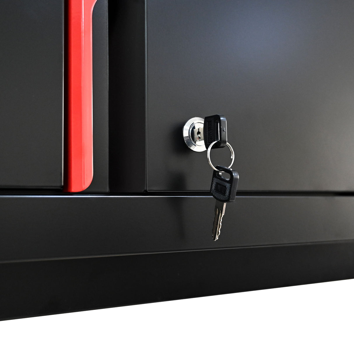 Steel Filing Cabinet With Compartments For Office Use, Storage, File Storage, Archives, And High And Low Cabinets - Black / Red