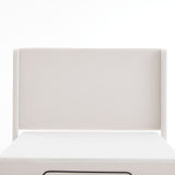 Caron - Queen Size Upholstered Wingback Bed With Adjustable Base Bundle Set - Ivory