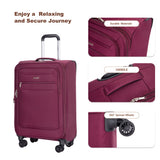 3 Piece Luggage Sets, Softshell Suitcase Spinner Wheels