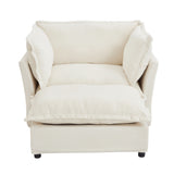 Modern Cozy Upholstered Armchair Sofa With Movable Ottoman
