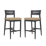 Modern Outdoor Bar Stools With Backrest And Footrest (Set of 2)