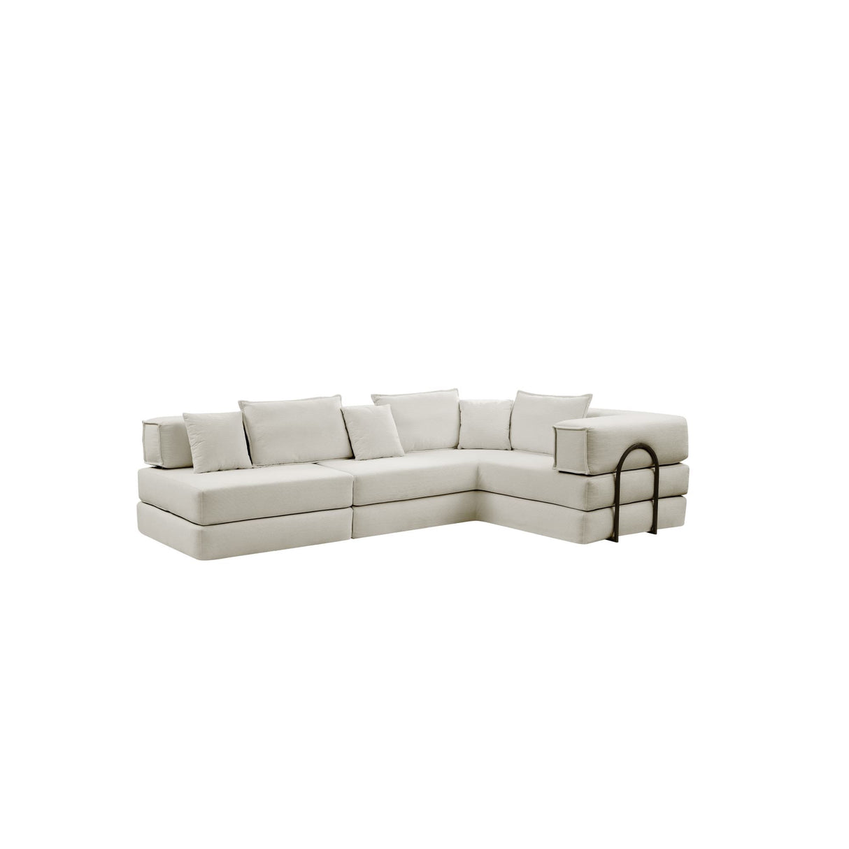 Modular L Shaped Floor Living Room Sofa Set With 6 Pillows