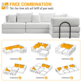 Modular L Shaped Floor Living Room Sofa Set With 6 Pillows