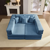 Modular L Shaped Floor Living Room Sofa Set With 6 Pillows