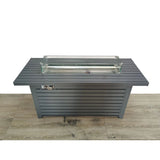 Sleek Outdoor Gas Fire Pit Table With Durable Construction And Lid - Gray