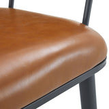 5 Piece Industrial Style Indoor Upholstered Dining Set With Metal Legs - Brown