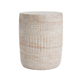 Stylish Outdoor / Indoor Lightweight Concrete Side Table With Travertine - Beige