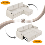 Convertible L Shaped Sofa Couch With Storage, Cup Holders, USB Ports