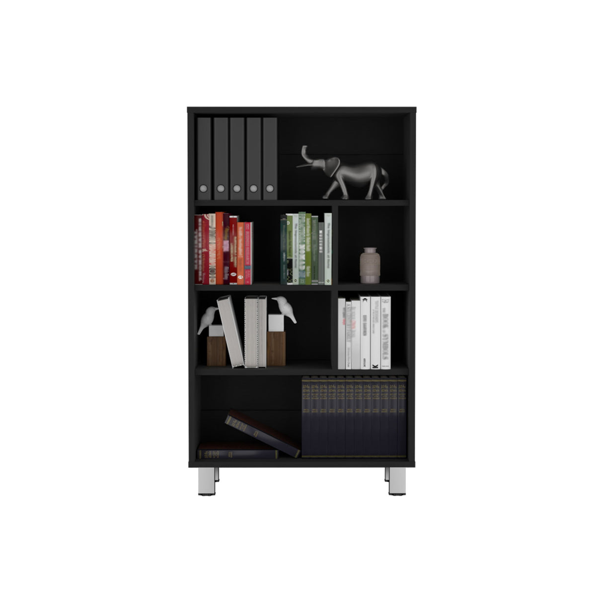 Bookcase, 6 Shelves, 4 Legs - Black