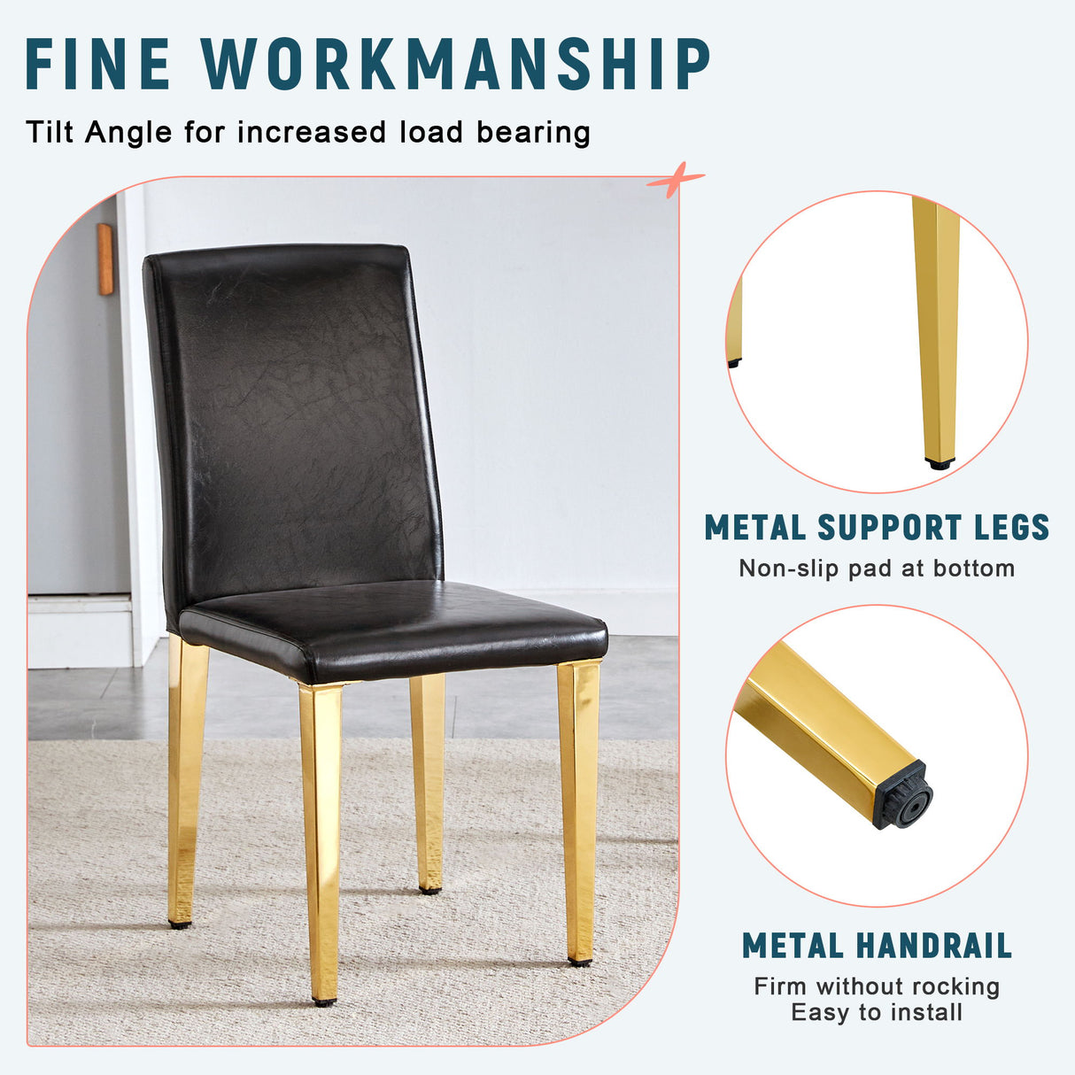 Elegant Upholstered Chairs With Metal Legs