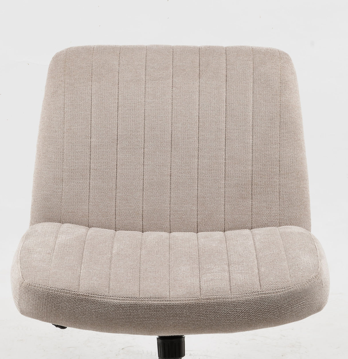 Cross Legged Office Chair, Wide Comfty Desk Chair, Vanity Home Chair, Armless Computer Task Chair With Wheels, Swivel And Height Adjustable - Beige