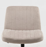 Cross Legged Office Chair, Wide Comfty Desk Chair, Vanity Home Chair, Armless Computer Task Chair With Wheels, Swivel And Height Adjustable - Beige