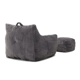 Giant Plush Bean Bag Chair With Armrests And Footstool