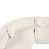 Extra Large Sectional Sofa Soft Fabric Upholstery, Elegant Curved Design With 3 Round Cushions, High - Resilience Foam For Ultimate Comfort - Beige