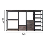 Monica - Wood Walk In Closet System, Powder Coated Metal Frame And Melamine - Rustic