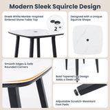 5 Pieces Outdoor Patio Bar Set, Rounded Square Sintered Stone Table & 4 Swivel Bar Chairs