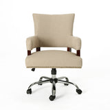 Zealous - Upholstered Office Chair With Curved Arms And Nailhead Accents - Wheat