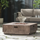 Wellington Square Iron Fire Pit With Wood Pattern Design And 50,000 Btu Output