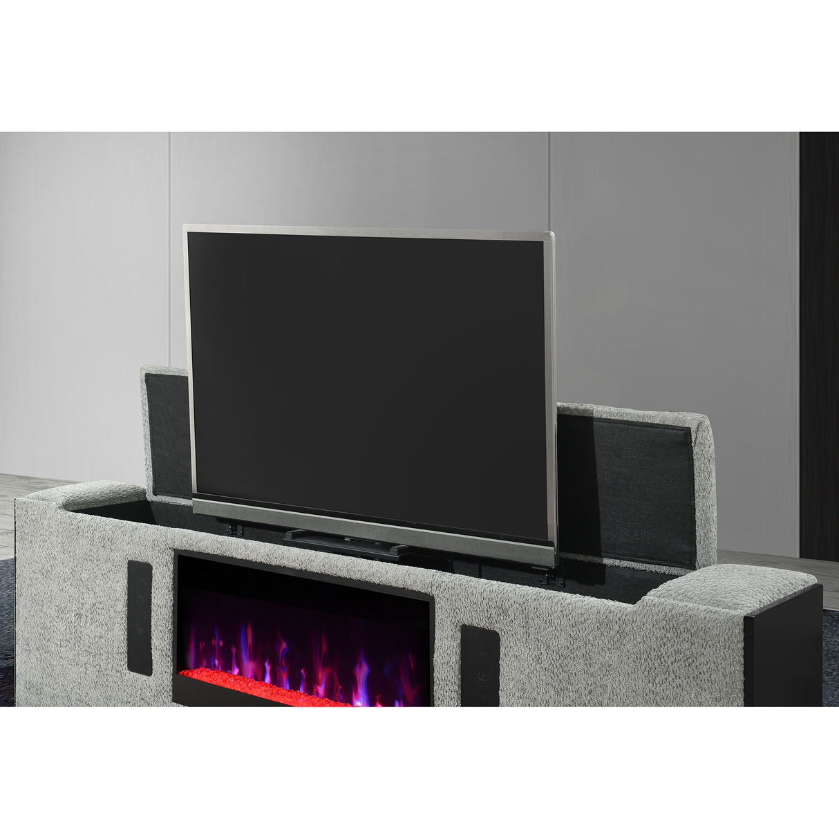 Isaiah - 5 Piece Bedroom Set With TV Lift-LED, Speakers And Fireplace