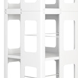 4 Tier All Steel Rotating Bookshelf With 360° Wheels, Large Size Sturdy & Spacious Book Rack, New Style Bookshelf - White