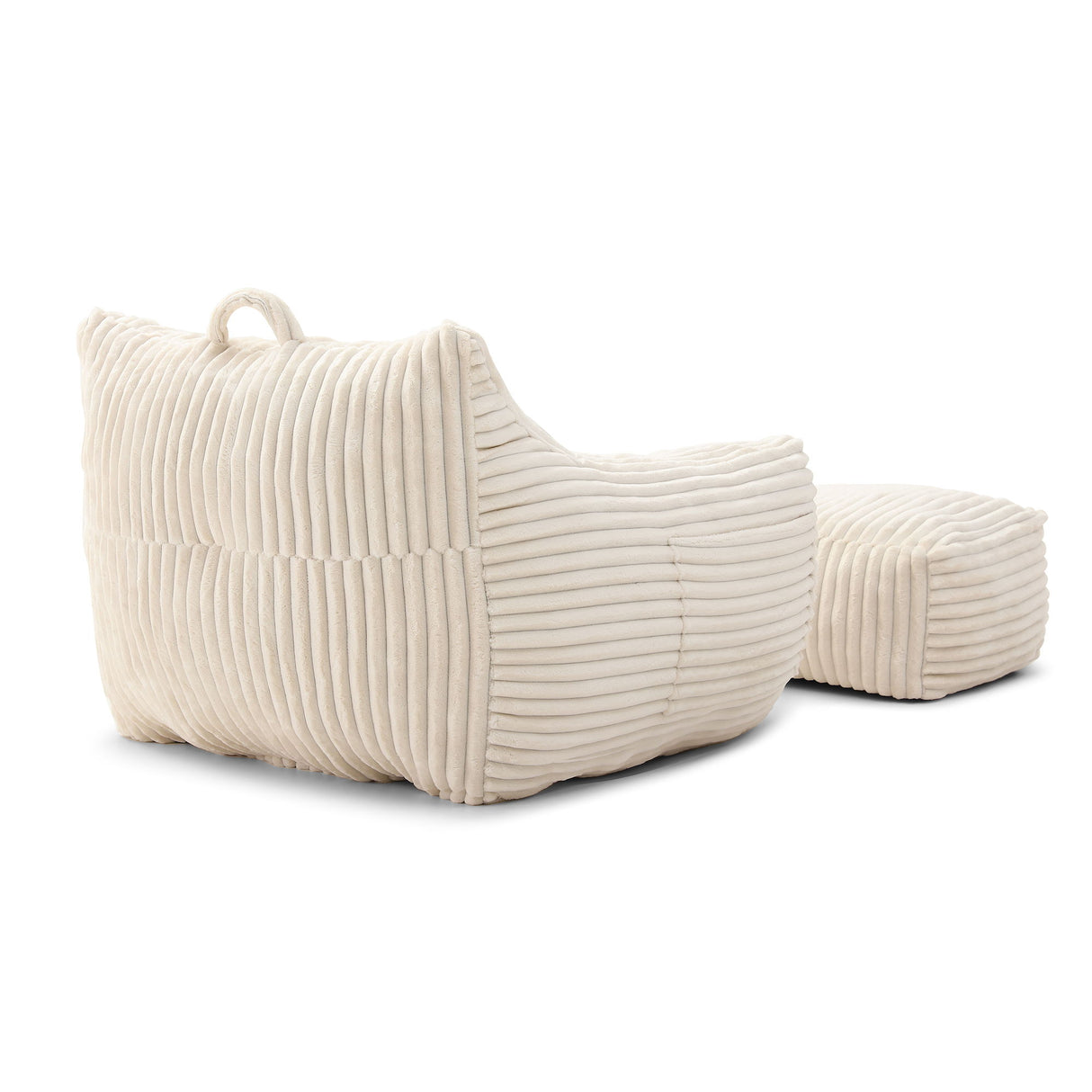 Giant Plush Bean Bag Chair With Armrests And Footstool