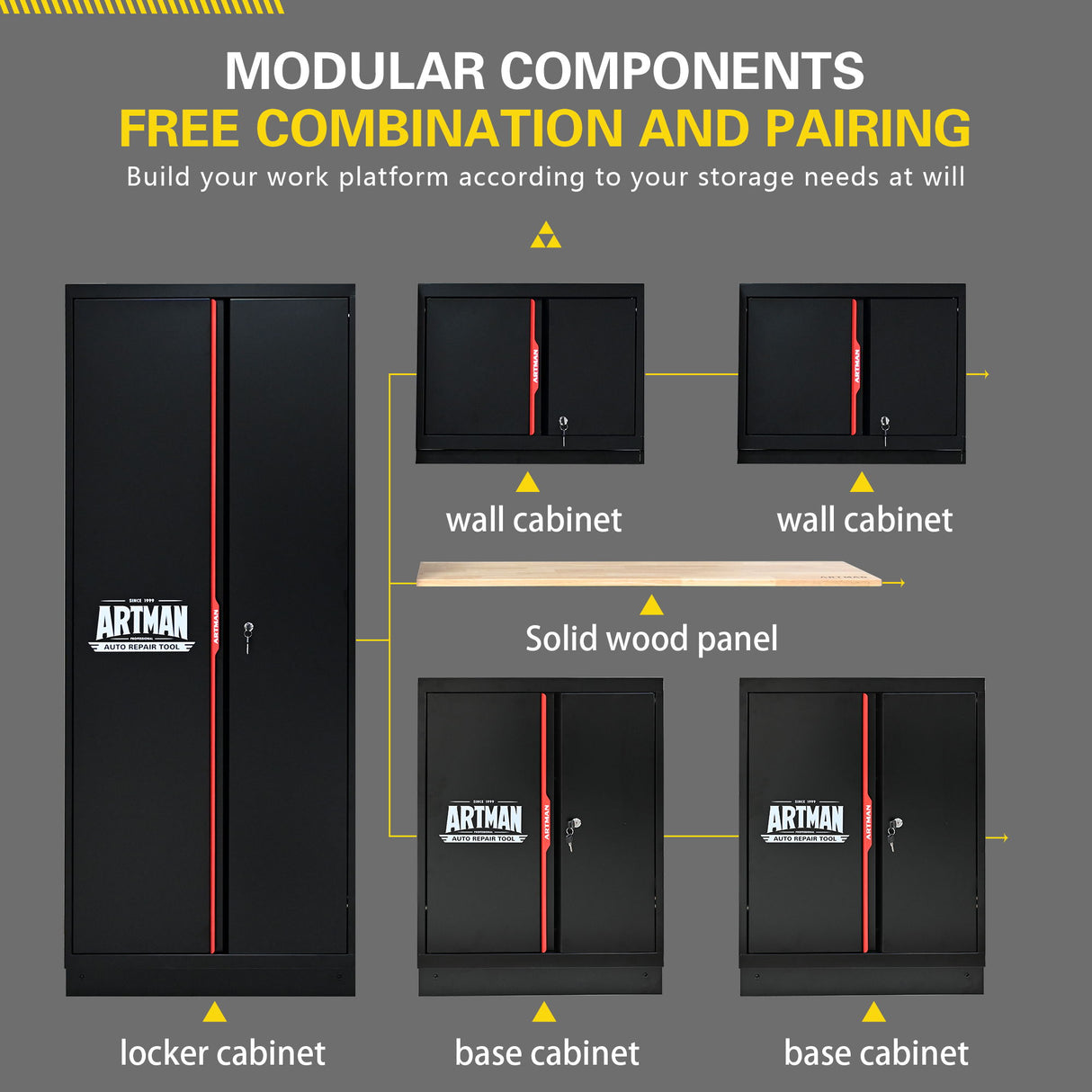 Steel Filing Cabinet With Compartments For Office Use, Storage, File Storage, Archives, And High And Low Cabinets - Black / Red