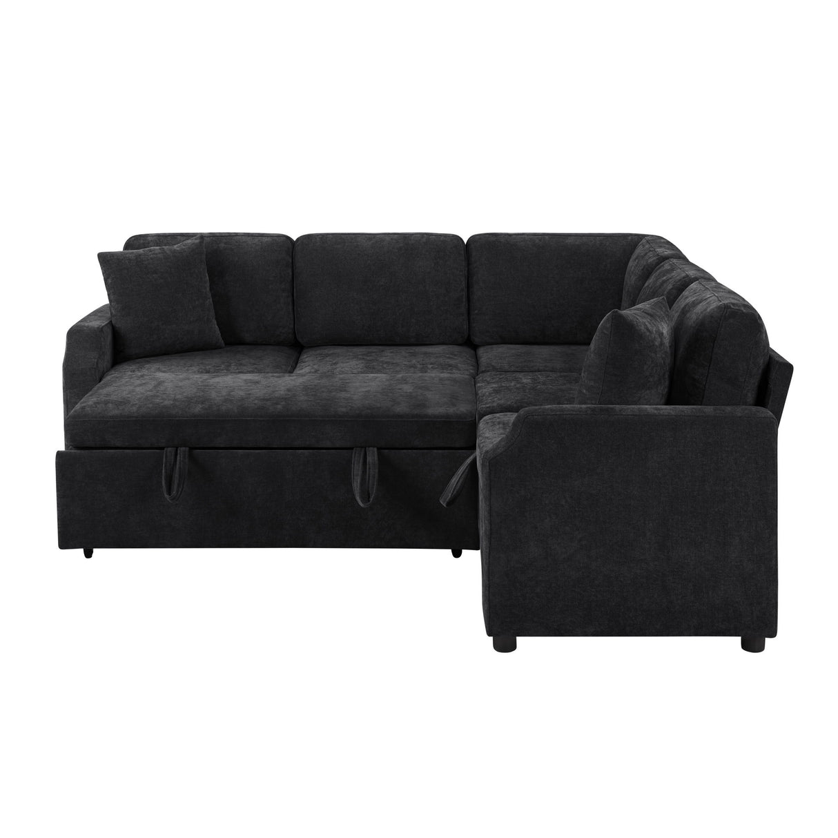 Modern L Shaped Sectional Sofa Bed With Hidden Storage Chenille Upholstery
