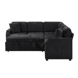 Modern L Shaped Sectional Sofa Bed With Hidden Storage Chenille Upholstery