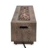 Wellington Square Iron Fire Pit With Wood Pattern Design And 50,000 Btu Output
