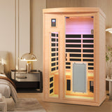 Low Emf Front Door With Heating Panel 2 Person Hemlock Far Infrared Indoor Suana Room - Natural