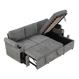 Convertible L Shaped Sofa Couch With Storage, Cup Holders, USB Ports