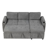 Convertible L Shaped Sofa Couch With Storage, Cup Holders, USB Ports