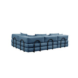 Modular L Shaped Floor Living Room Sofa Set With 6 Pillows