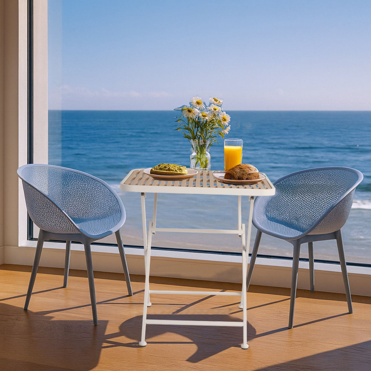 2 Pack Lounge Chair Set & Folding Square Table