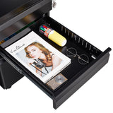 Contemporary Black 3 Drawer Mobile Filing Cabinet With Lock, Metal Office Storage For Legal / Letter Size