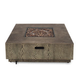 Wellington Square Iron Fire Pit With Wood Pattern Design And 50,000 Btu Output