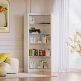 Modern 5 Tier Corner Bookshelf With Adjustable Storage For Bedroom And Living Room - White