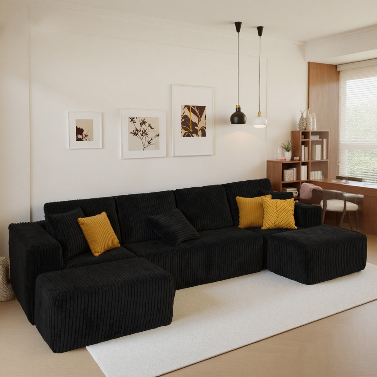 Modular U-Shaped Sectional Sofa With Reversible Design