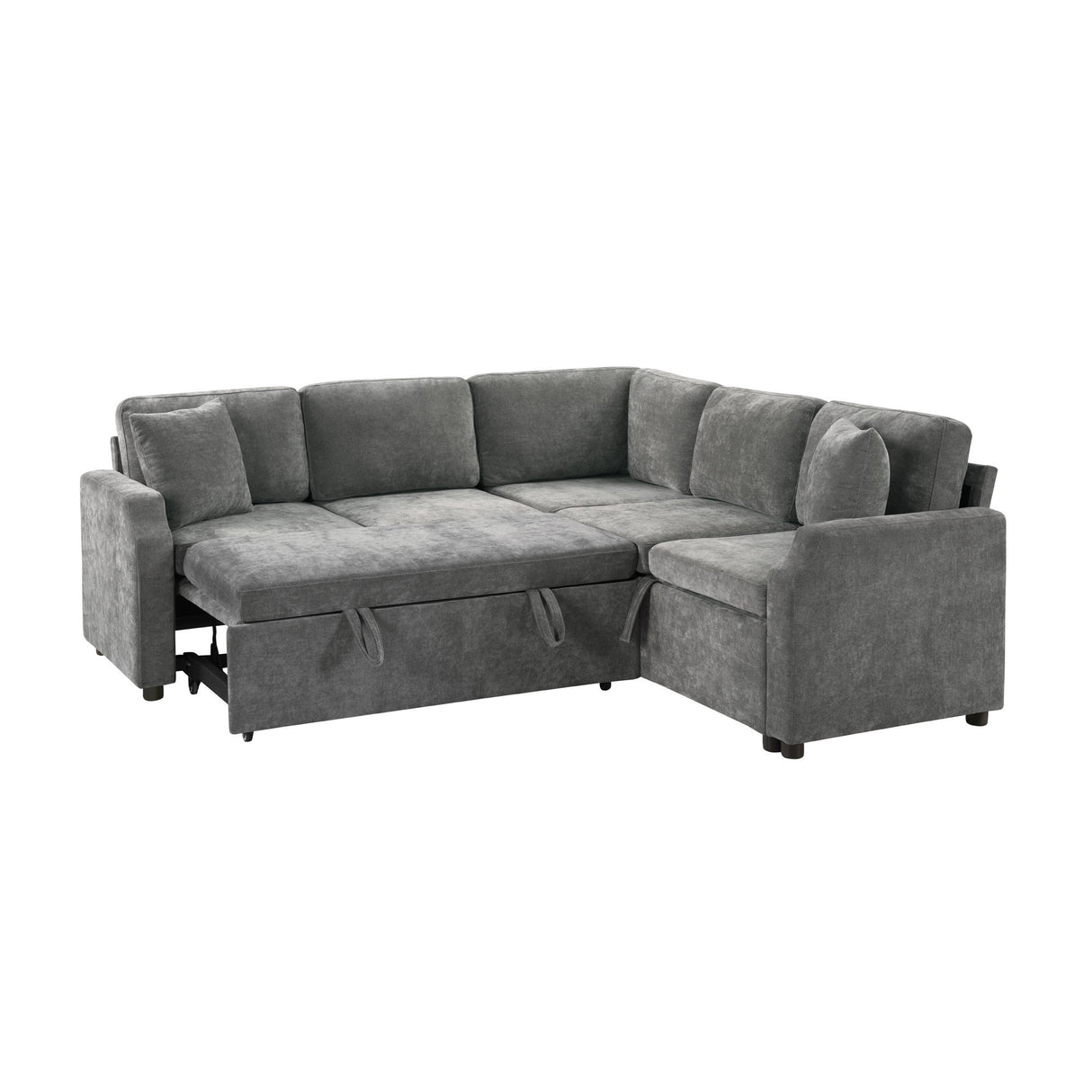 Modern L Shaped Sectional Sofa Bed With Hidden Storage Chenille Upholstery