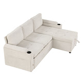 Convertible L Shaped Sofa Couch With Storage, Cup Holders, USB Ports
