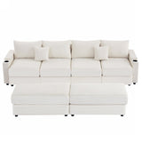 Modern Style Loveseat Sofa Sectional Sofa Couch With Storage Space, A Movable Ottoman, Two USB Ports, Two Cup Holders, A Phone Holder For Living Room