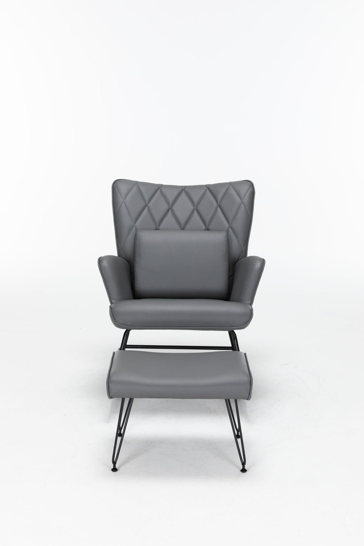 Rocking Accent Chair With Lumbar Pillow And Ottoman