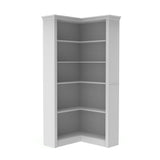 Modern 5 Tier Corner Bookshelf With Adjustable Storage For Bedroom And Living Room - White