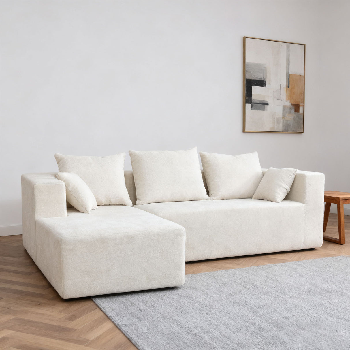 Modular Corner Sofa With Soft Linen Fabric