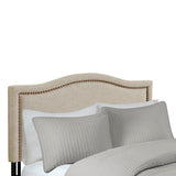 Elegant Panel Headboard With Copper Nailheads And Adjustable Metal Legs